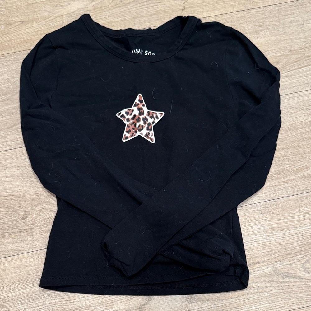 Aeropostale Black Long Sleeve Tee with Leopard Star